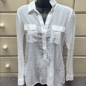 White Sheer Button Down Top